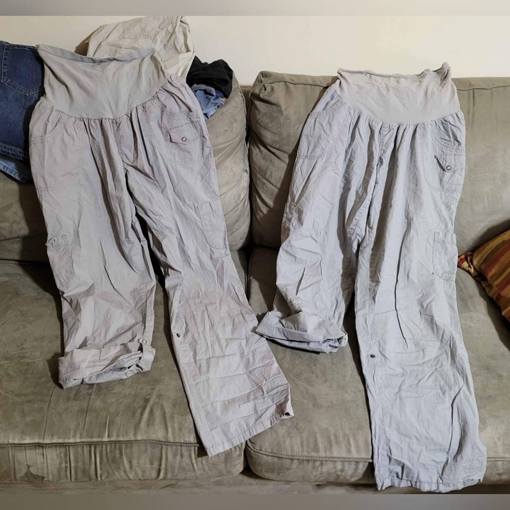 2 pairs Motherhood maternity convertible cargo pants/capris